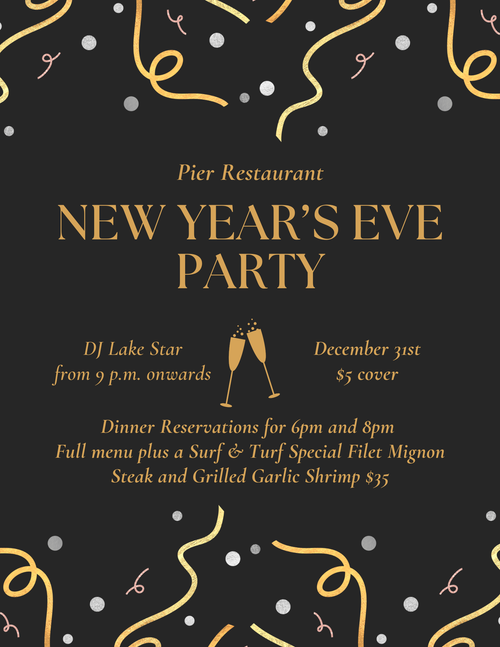 New Year’s Eve Party at The Pier – Dinner, Music & Celebration!
